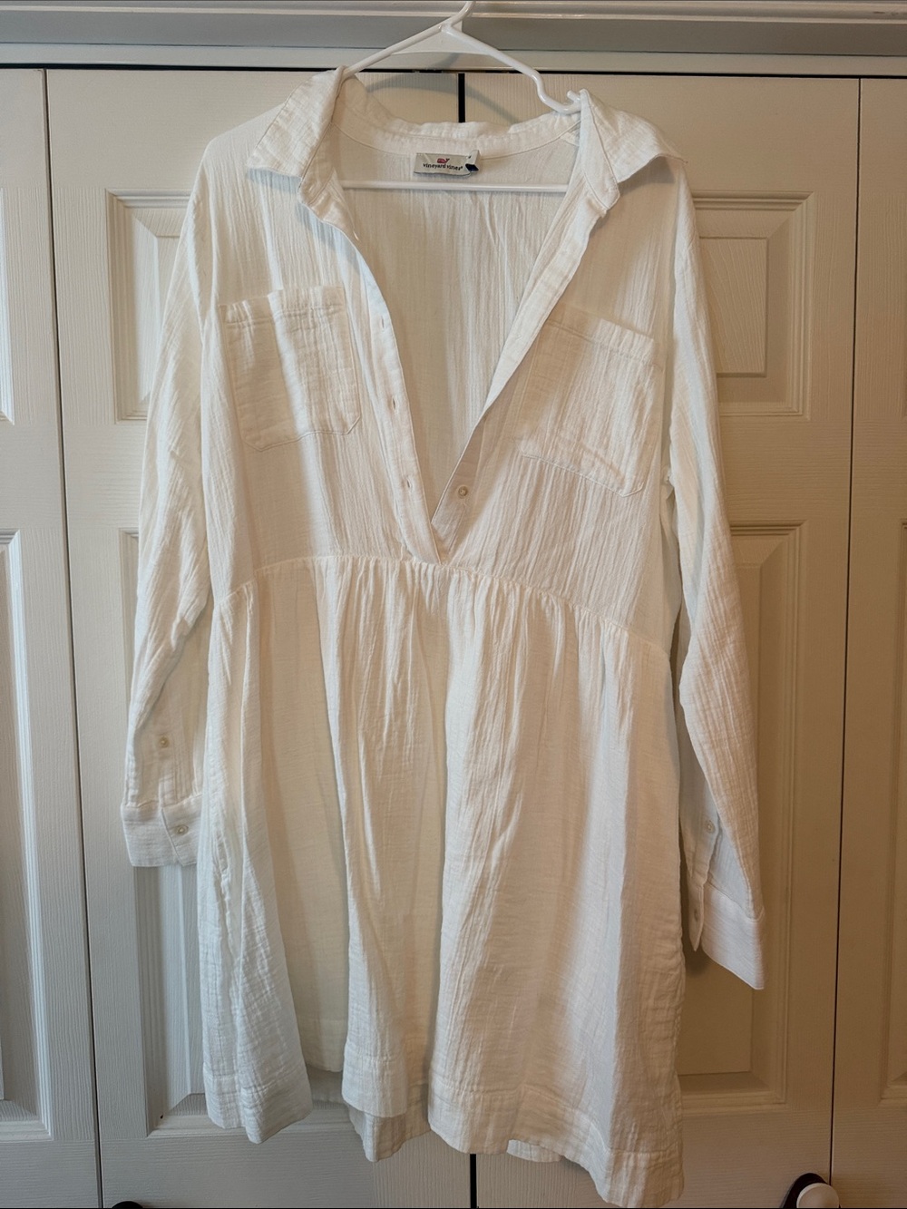 Vineyard Vines White Gauze Button-Front Tunic